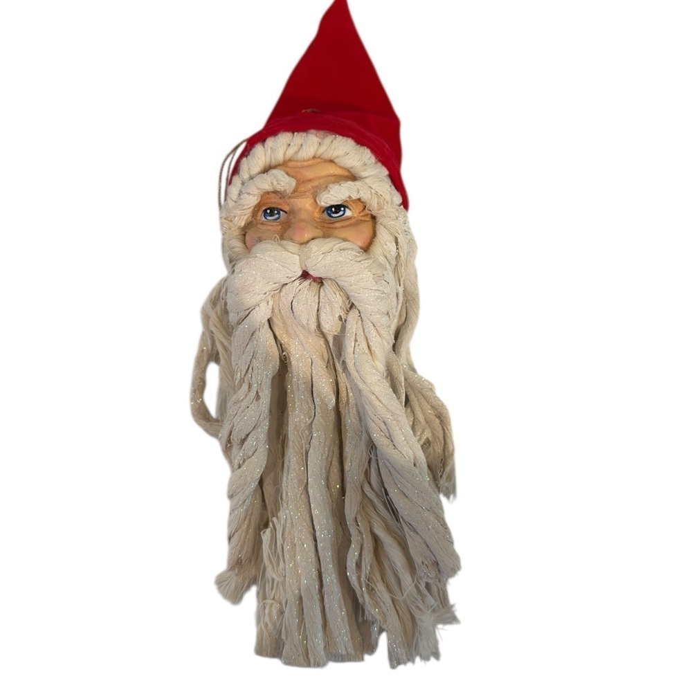 Santa Claus Vintage Mop Beard  Ornament Old World Ornament 7 inch